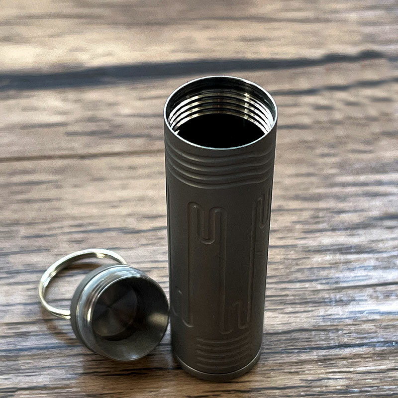 Hot Outdoor EDC TC4 Titanium Keychain Waterproof Box Sealed Medicine Bottle