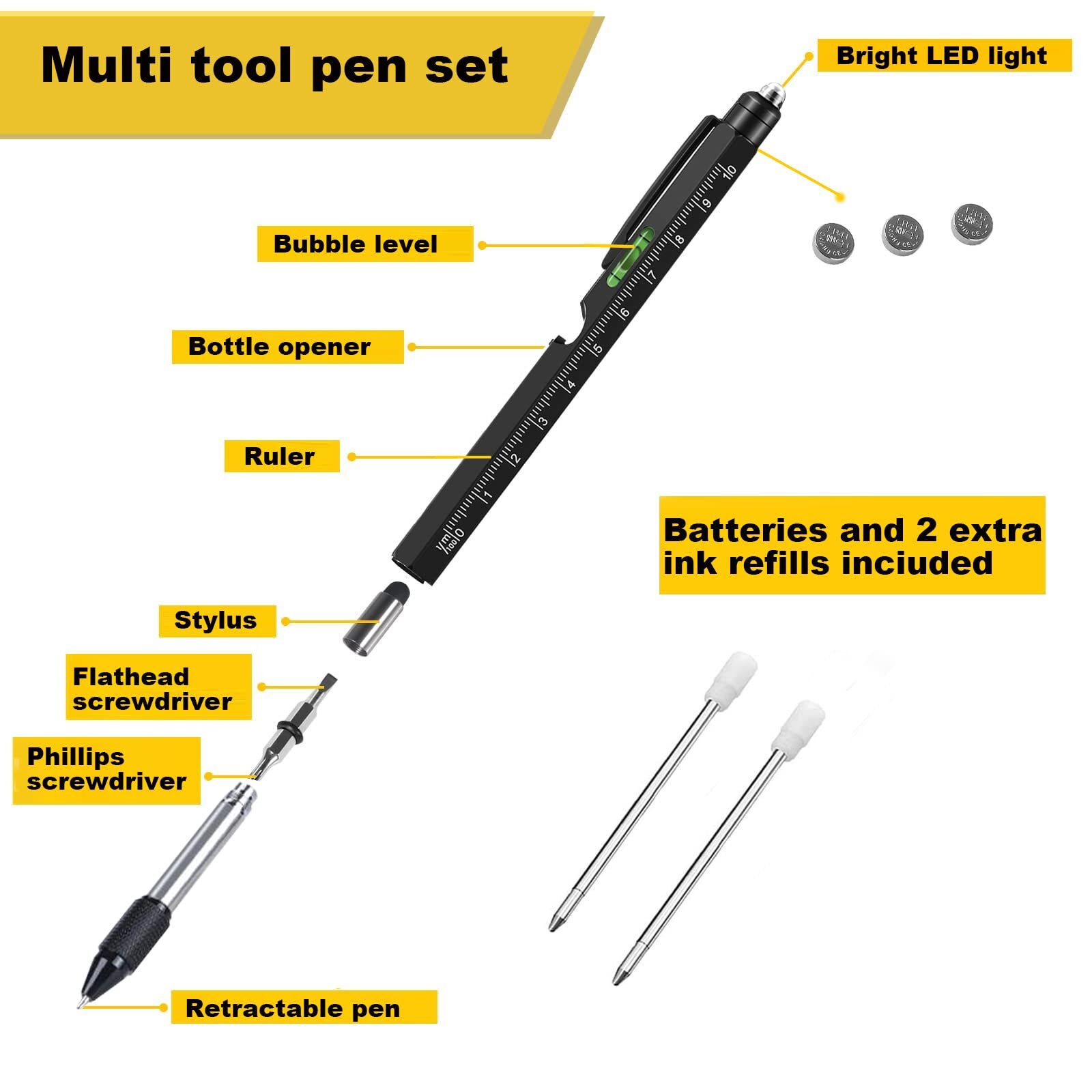 Multi Tool Pen Set Gift Tool Pen Multitool Pen For Men 9 In 1 Pen Multitool Rule