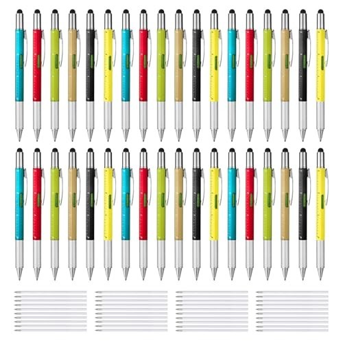 36 Pcs 6-in-1 Multitool Pen Set with Ruler, Level, Screwdrivers & Stylus – Gift