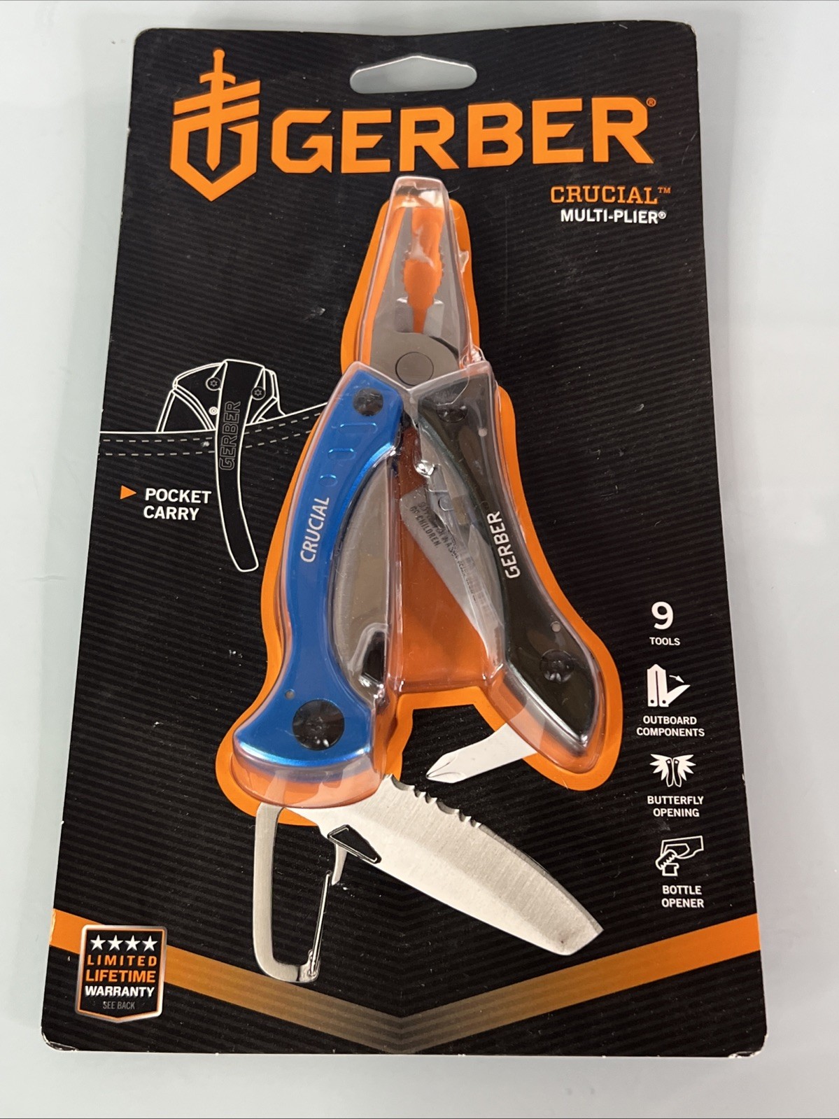 Gerber Crucial Blue Multi Tool Multi Plier Carabiner Clip Knife – Great U49