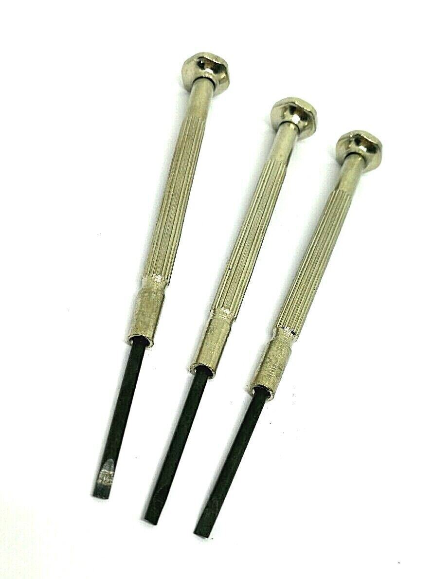 3X Alum. Barrel Jeweler’s Screwdrivers w/Swivel Top that Can Be Held & Turned.