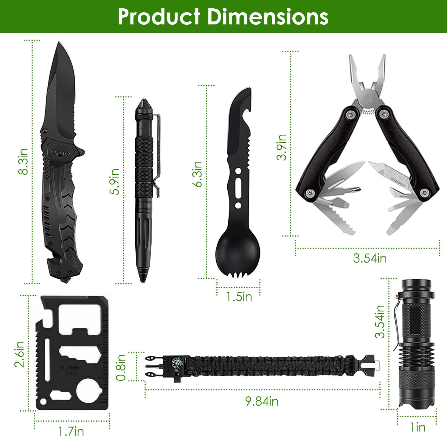 47Pcs Emergency Survival Kit Survival EDC Gear Equipment Tool First Aid Supplies