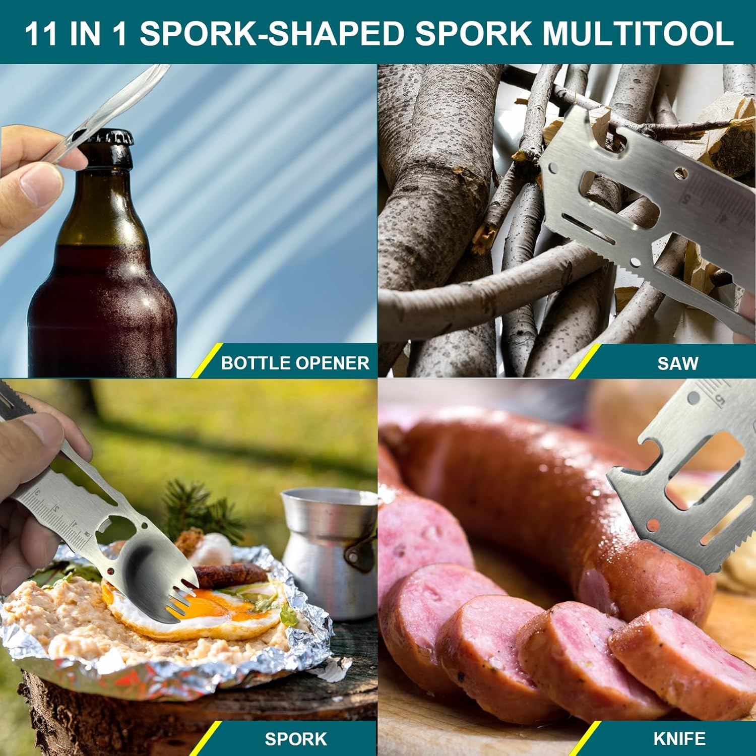 Unique Multitools Gadgets Gifts Idea – Fun Gifts Spork-Shaped 11 in 1 Small EDC