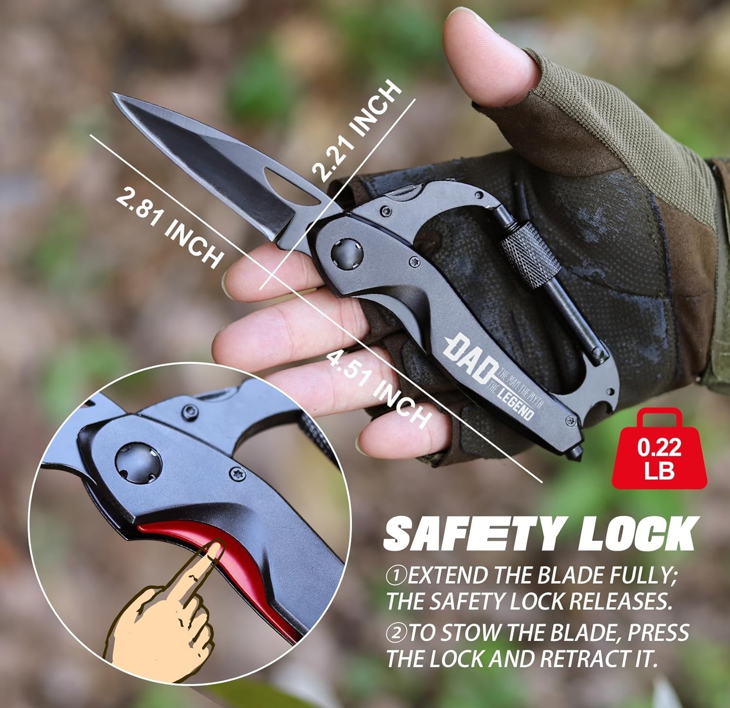 Dad Fathers Day Gift Black Stainless Steel Multitool Husband Birthday Gadget