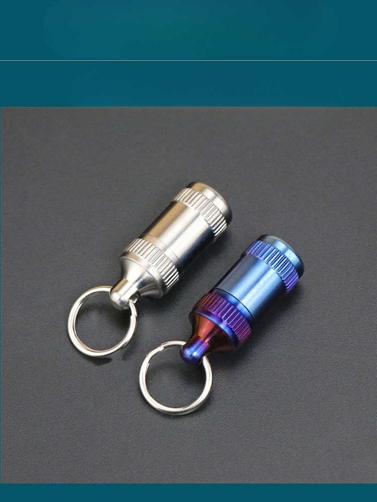 EDC Titanium Pill Holder Case Organizer Container Portable Waterproof Keychain