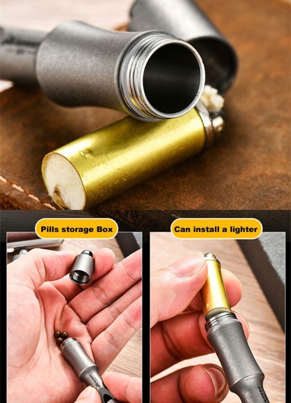 EDC Titanium Alloy Keychain Whistle w/ Waterproof Storage Box Outdoor Multi Uses