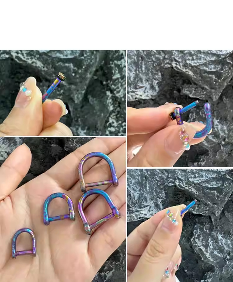 Titanium Alloy D Key Ring Screw Shackle Car Keychain Colorful Horseshoe Buckle
