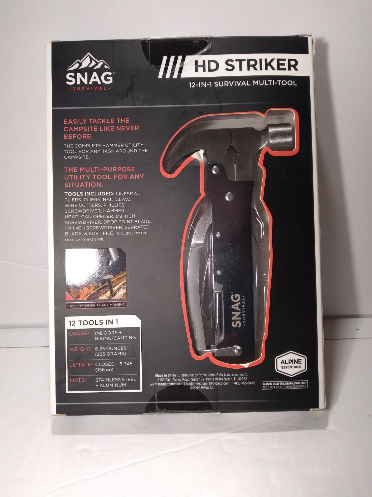 SNAG HD STRIKER 12-IN-1 SURVIVAL MULTI-TOOL NEW, FACTORY SEALED.