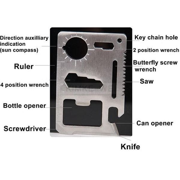 Multi Tools 11 in 1 Hunting Outdoor Survival Camping Military Credit Card Knife