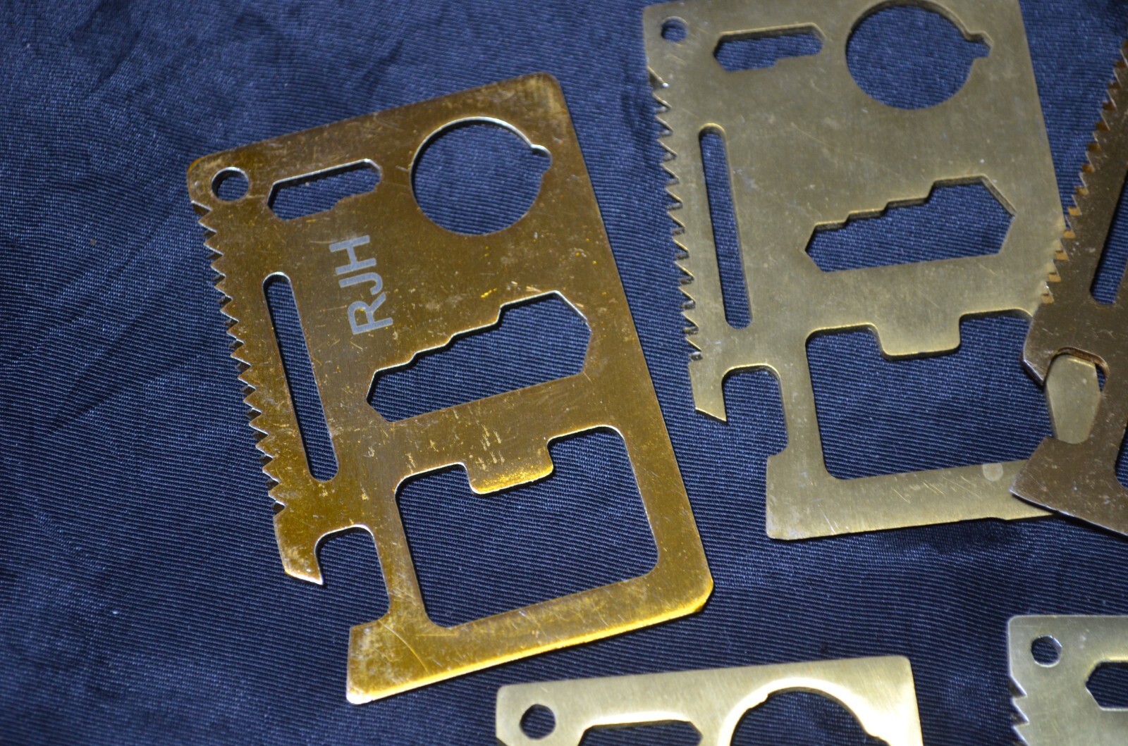 Lot of 9 Wallet Multi Survival Tool Stainless Steel Credit Card Size Thin Bronze