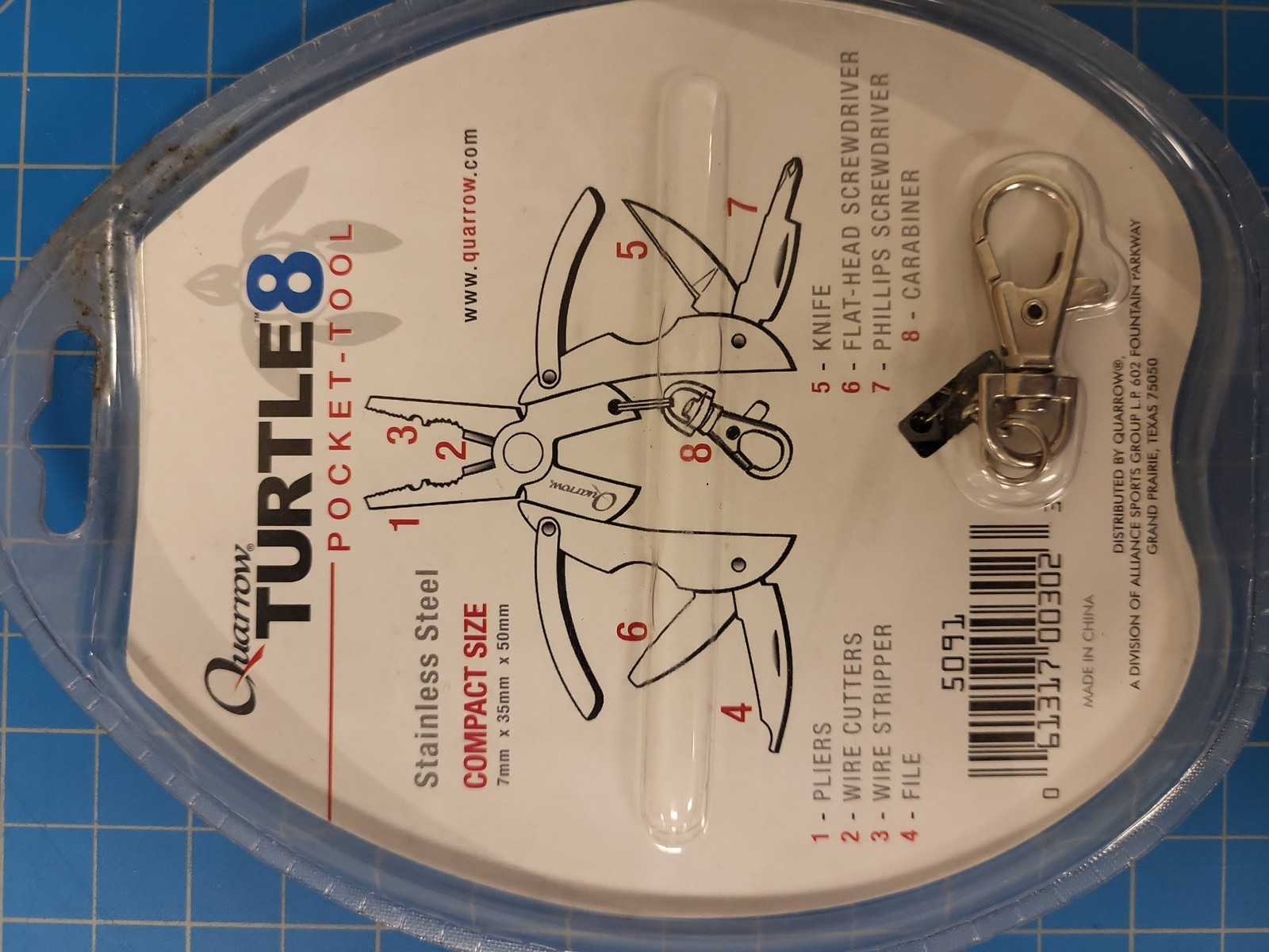 Quarrow Turtle8 Stainless Steel Compact Multi-Tool Keychain 8-in-1 Pocket Tool E
