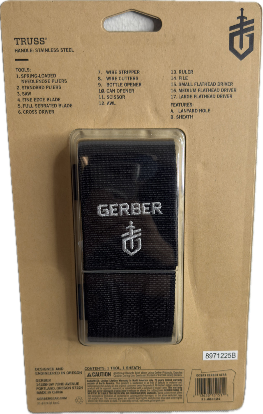 Gerber 31-003304 Truss Multi-Tool with 17 Integrated Functions (Sealed/Unused)