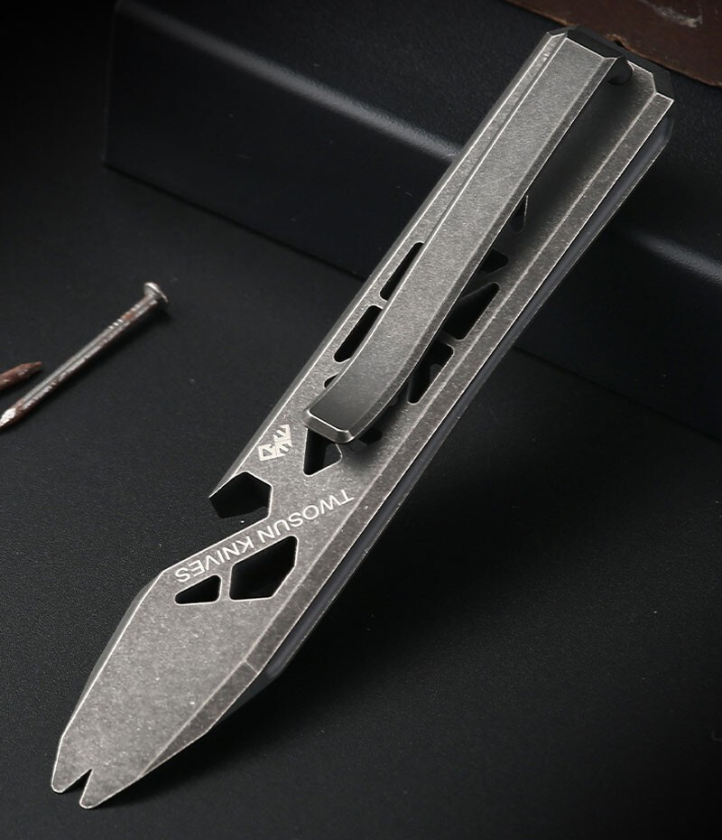 TWOSUN Titanium Alloy Hollow Out Pry Bar Crowbar Opener Pocket EDC Multi Tools
