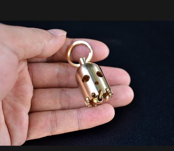 1PCS Small Brass Bell Wind Chime Rope Bead Penant Keychain EDC Pendant Ornament