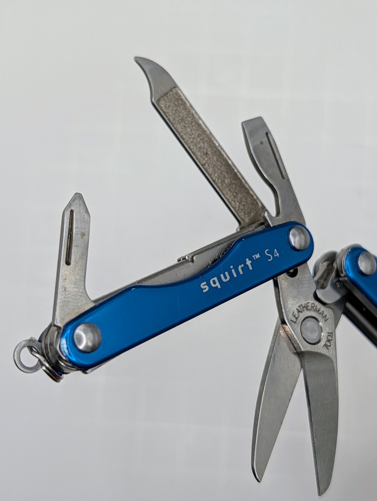 Vintage Leatherman Squirt S4 Multi-Tool, Key Ring, Retired, Blue Anodized