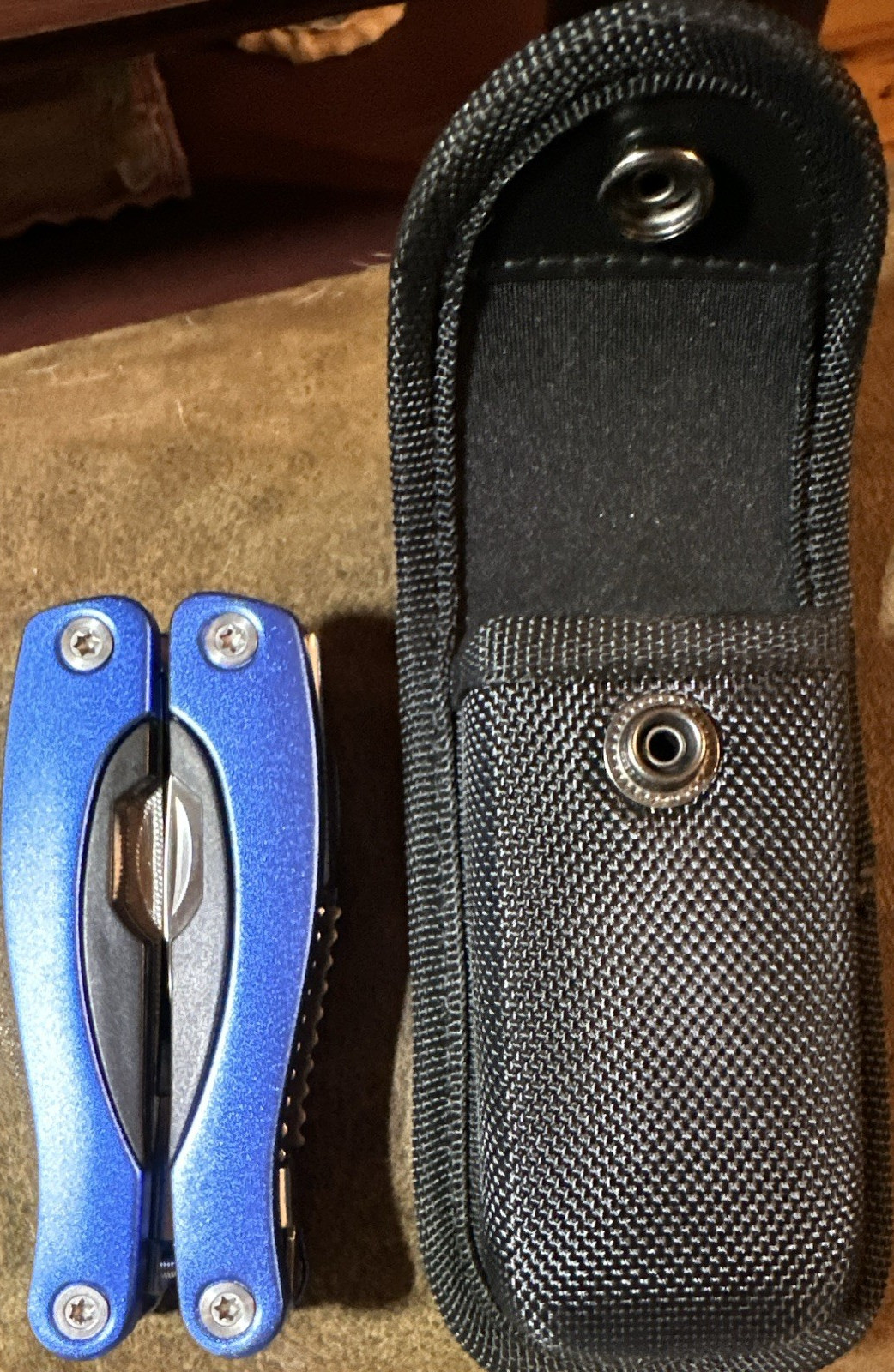 Pro-Master Blue Multi-Tool with Pliers, Partially Serrated Blade & Sheath