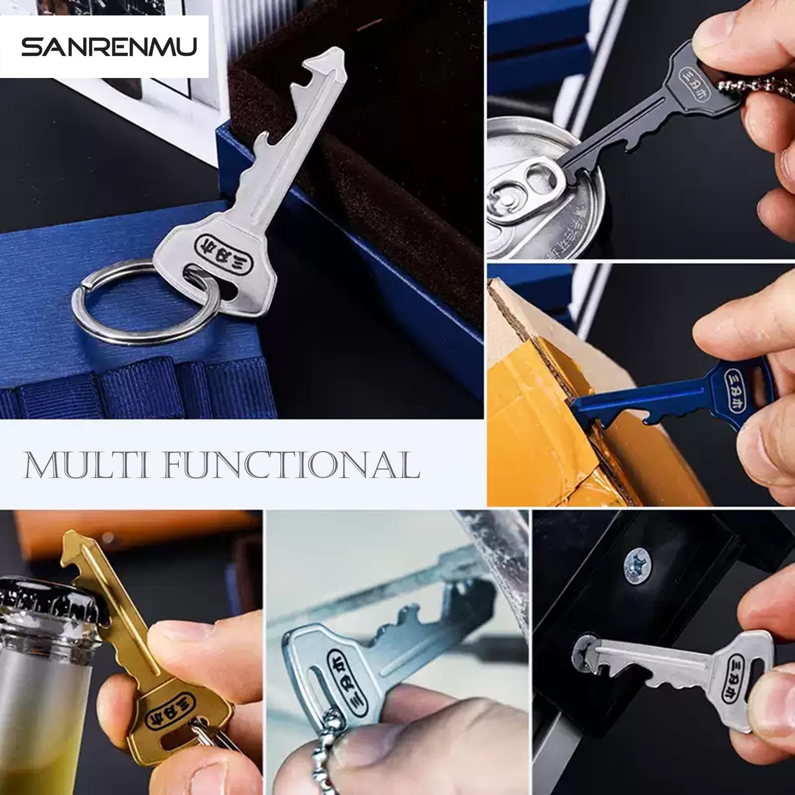 Keychain GJ040 Pry Bar Multi Tool with Bottle Opener Screwdriver Wheel Spoke …