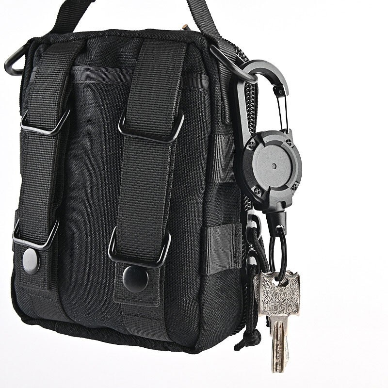 Outdoor High Rebound Telescopic Key Chain Ring Buckle Anti-theft Steel EDC Tool