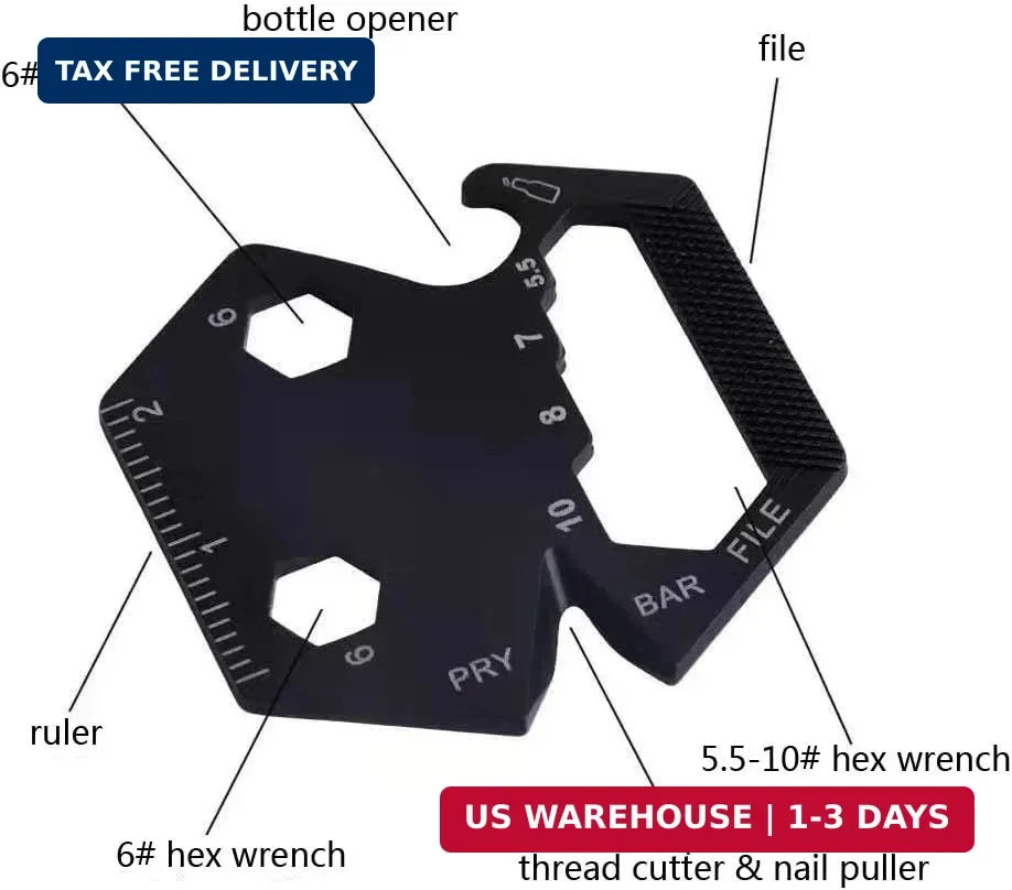 Multitool Card Key Chain – Hexagonal Kit with Micro Screw Driver Set, Bottle Ope