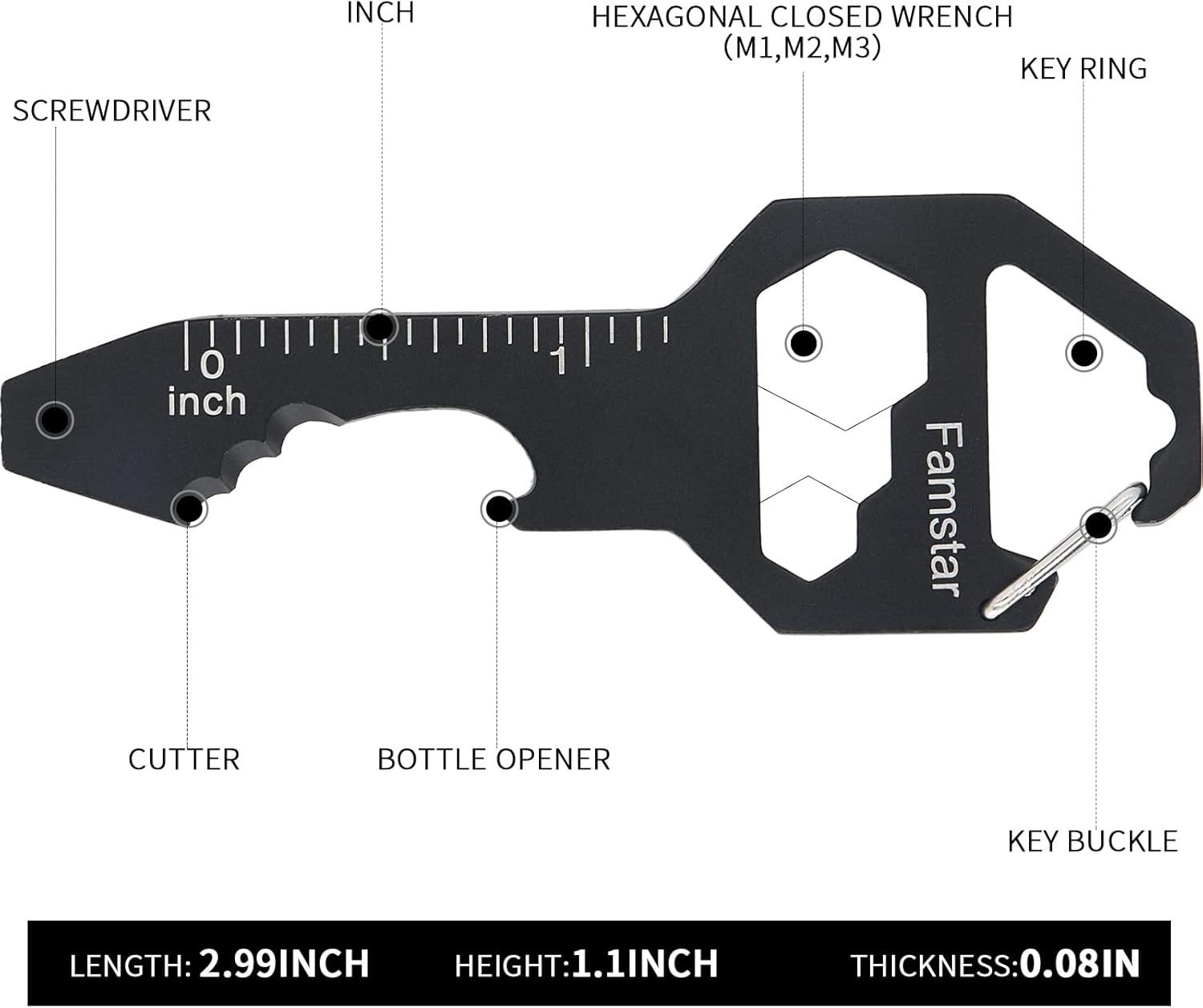 Keychain Multi-tool 3Pack Metal Pocket Tool Portable No rust Wrench for Screw,ru