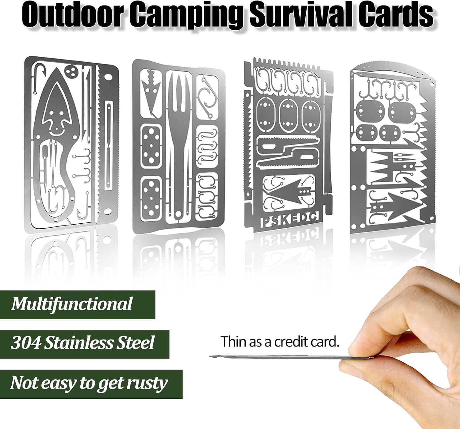9PCS Survival Card Multitool Camping Kit with Fishing Line Gear, Multipurpose