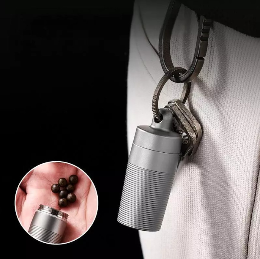 Pure Titanium Pill Holder Organizer Container Case Waterproof Portable EDC Tank