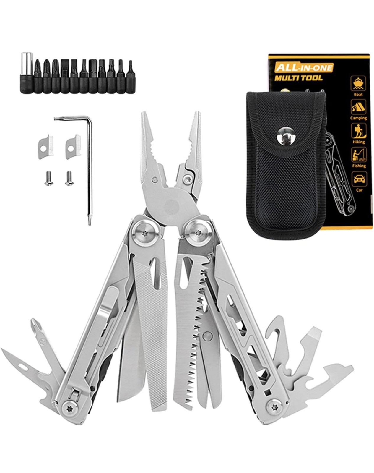 Multi Tool Pliers 28-In-1 Stainless Steel W/ Knife, Saw Screwdriver Set New