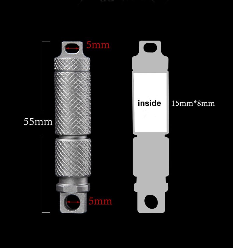 Mini Titanium Alloy Waterproof Case Portable Keychain Pendant EDC Multi Tool