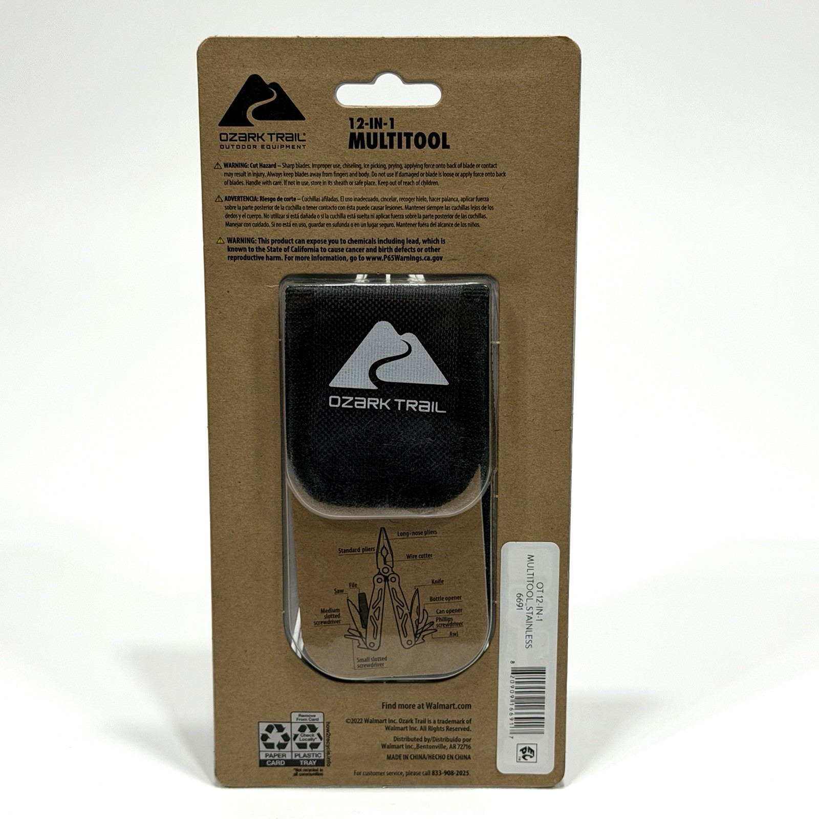 Ozark Trail 12-in-1 Multitool Stainless Steel With Sheath Multi-Tool NEW