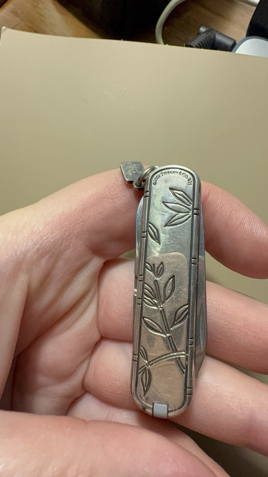 Tiffany and Co. Silver Swiss Army Knife in Bamboo Pattern