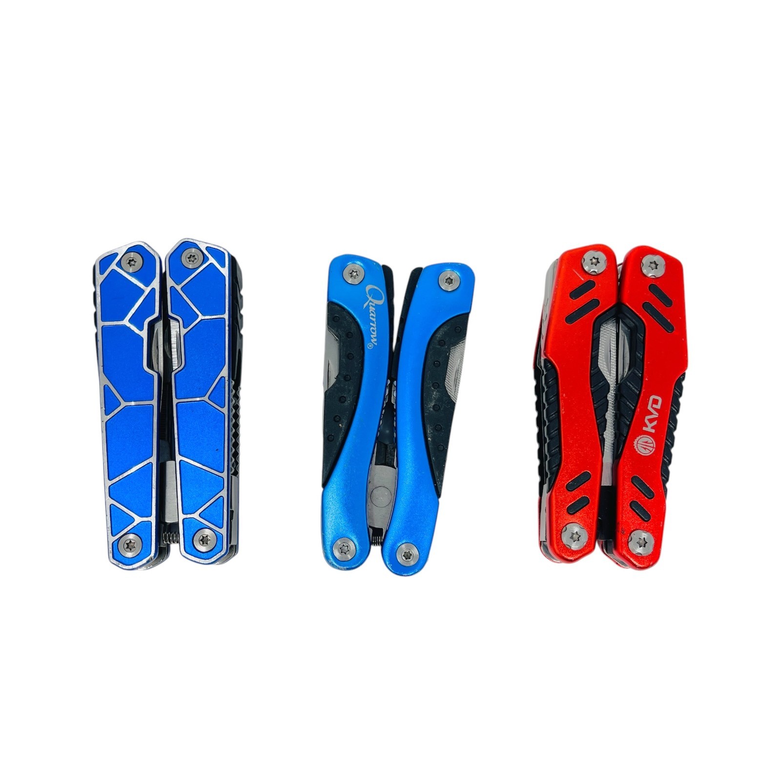 Quarrow & KVD and Assorted Fishing Pliers Outdoor Multi Tool Lot EDC, 3 Pcs