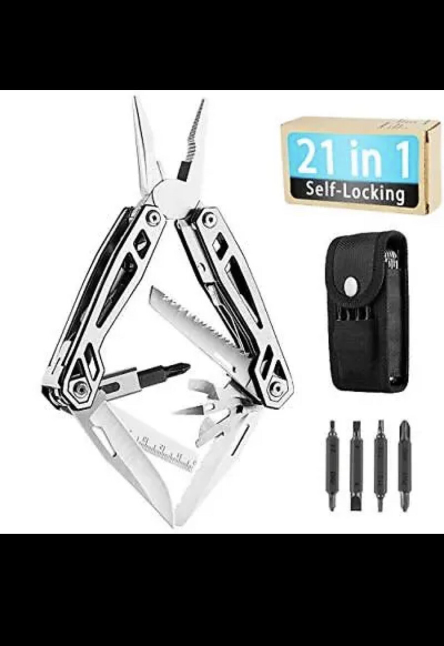 WETOLS Multitool 21-in-1 Hard Stainless Steel Multitool Foldable & Self-Locki…