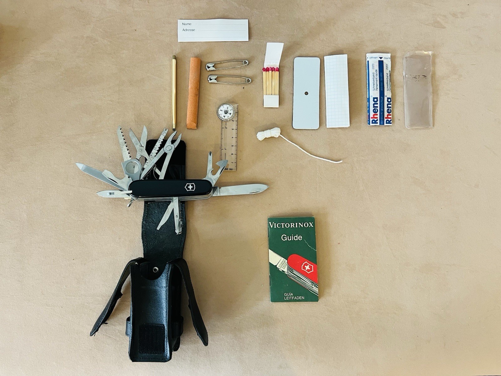 Vintage Victorinox Swiss Champ SOS Survival Kit – Black Knife – New