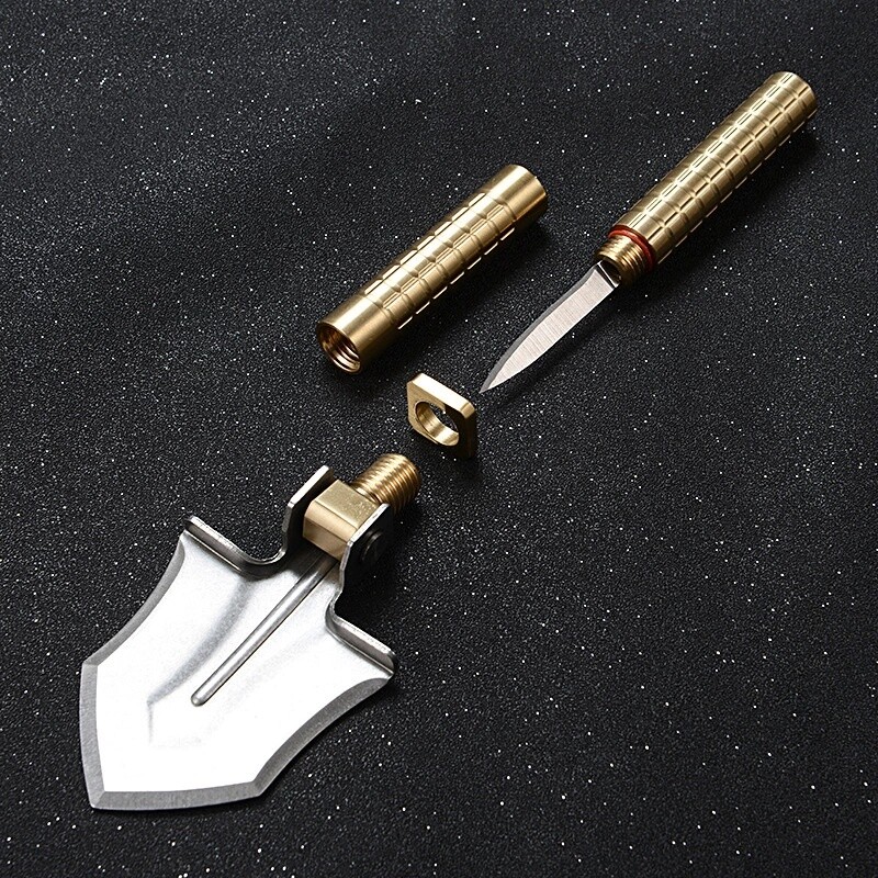 Brass Outdoor Portable Mini Multi EDC Shovel Engineer Digging Gardening Shovel