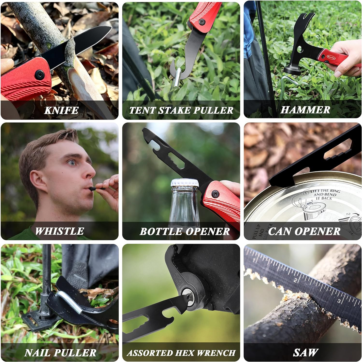 13-In-1 Multi Tool Camping Survival Gear Garden Tool Multitool Hammer Knife Saw