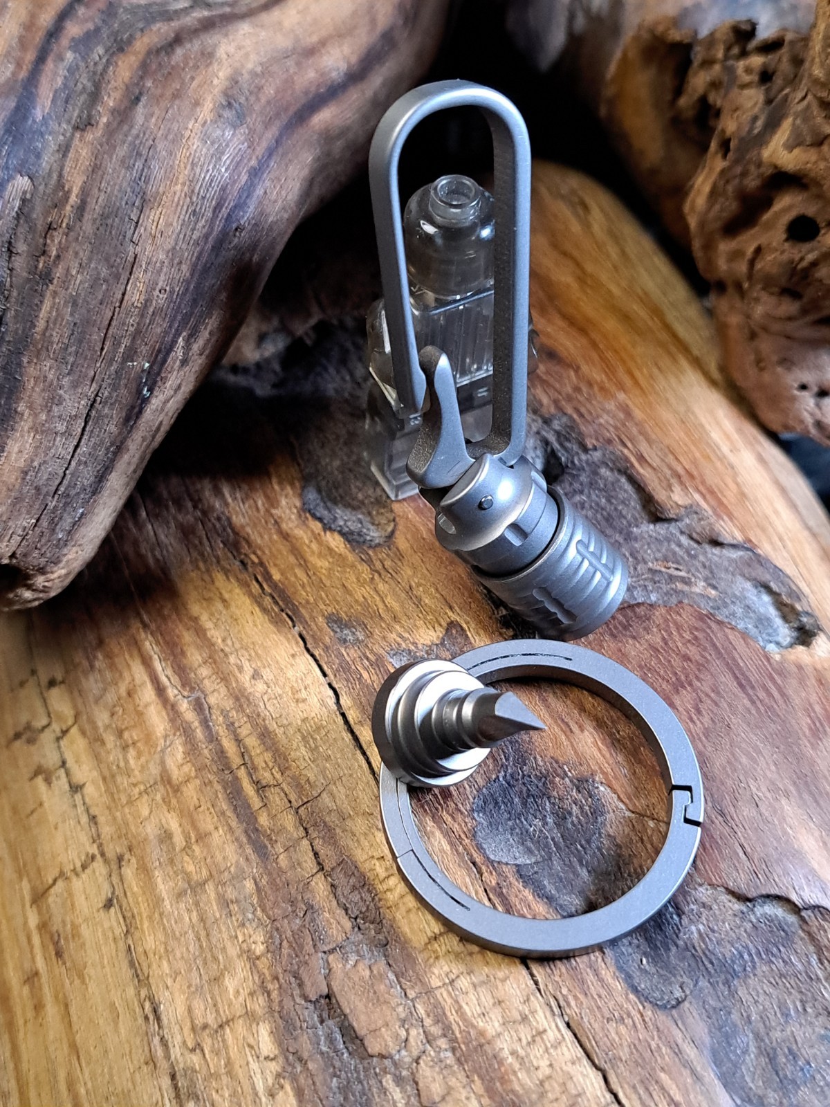 EDC Titanium Keychain Belt Loop Clip Quick-Release With Built-in Box Opener