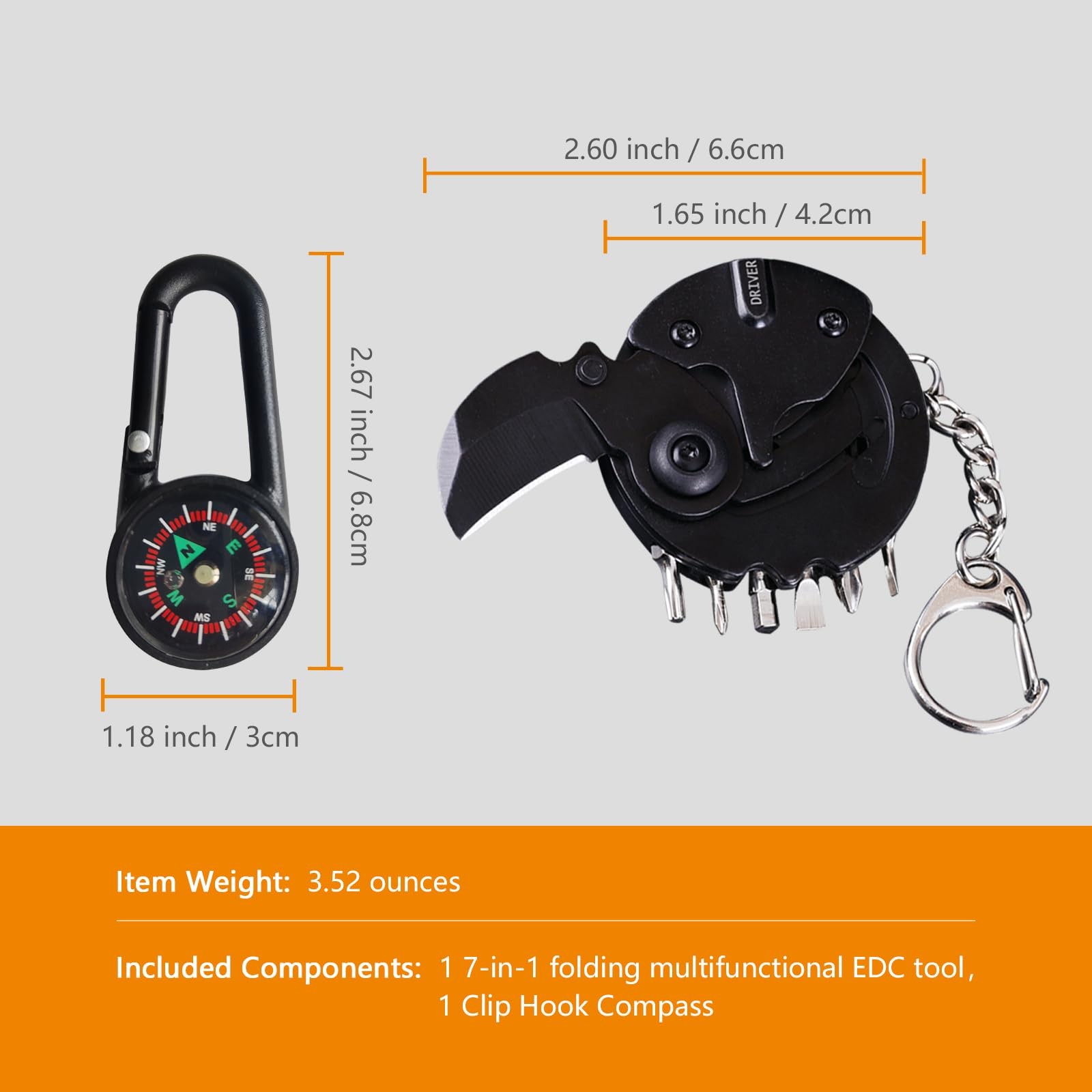 7-in-1 mini outdoor folding multifunctional tool – Small EDC Multitool with S…