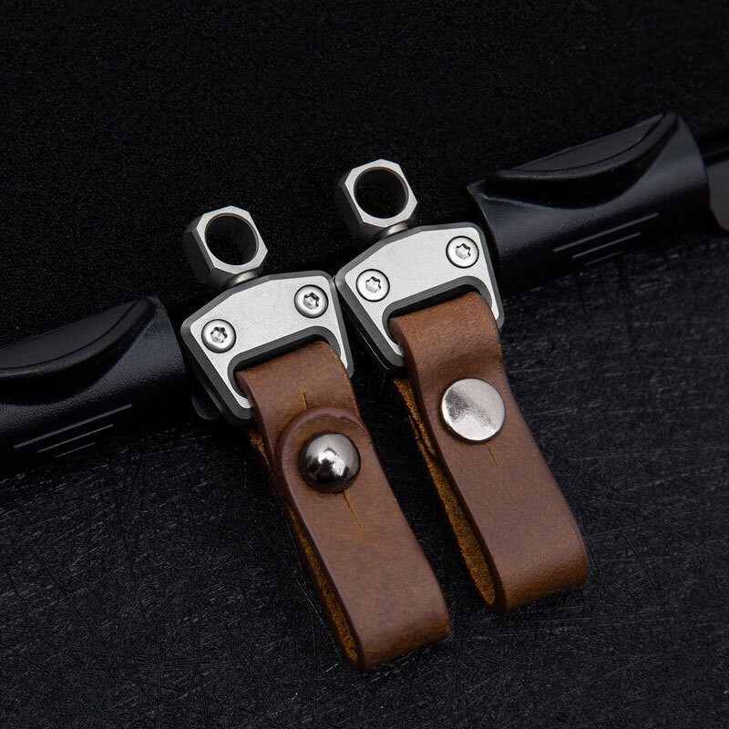 Titanium Alloy + Leather Portable Car Universal Keychain Hanging Buckle Tool EDC