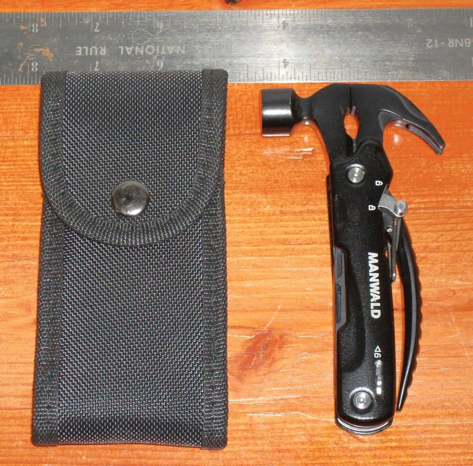 MANWALD 12 in 1 Multitool Hammer w/case * Knife Screwdrivers Saw Pliers Wire +