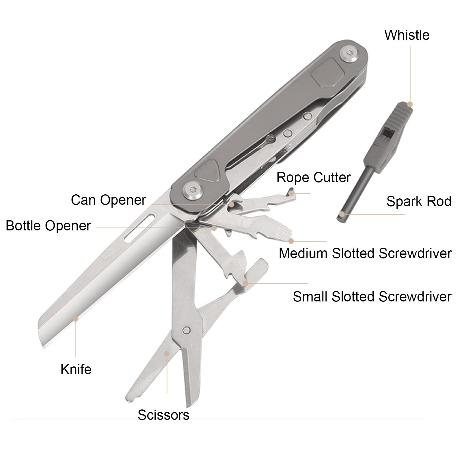 Multitool, 9in1 Pocket Tool, Stainless Steel Multi Tool with Scissors, Bottle Opener…