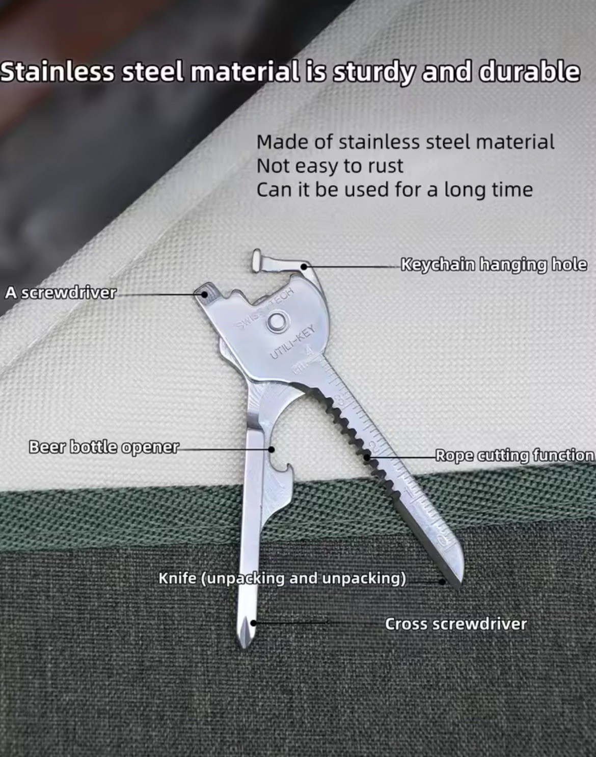Multifunctional Multi-tool Keychain Folding Tool 6-in-1 Multitool