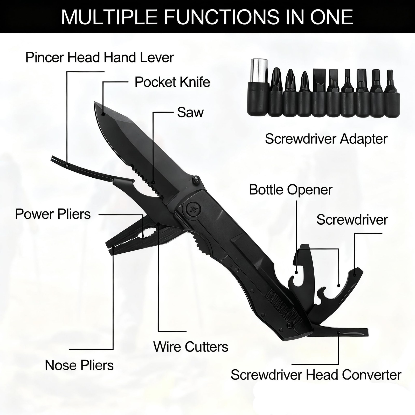 Multitool Pocket Knife, Stainless Steel Folding Knife, with Screwdriver, 10 in 1…