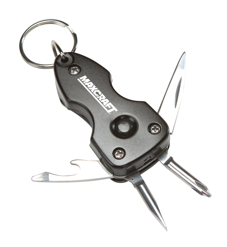 NEW MAXCRAFT 6 IN 1 STAINLESS STEEL KEYCHAIN POCKET MULTI-TOOL WITH LED LIGHT
