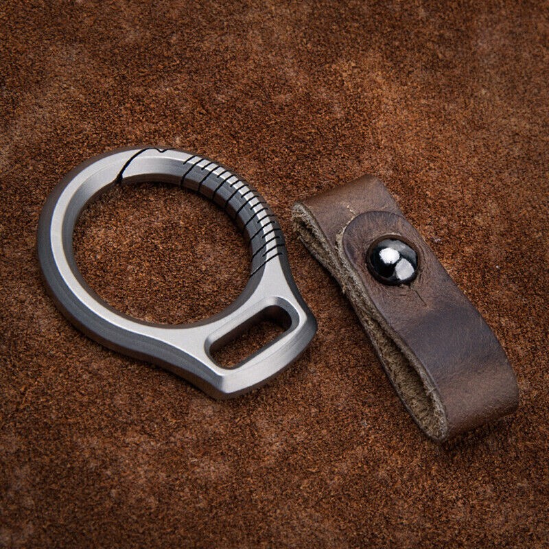 EDC Titanium Alloy Leather Porable Hanging Buckle Car Keychain Key Belt Waist
