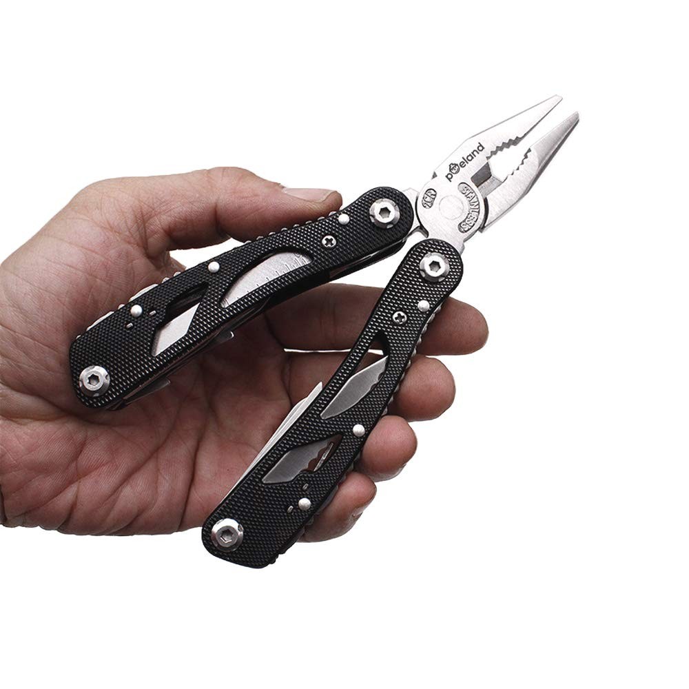 Multitool Pliers Set Stainless Steel with 11 Screwdriver Bits Black
