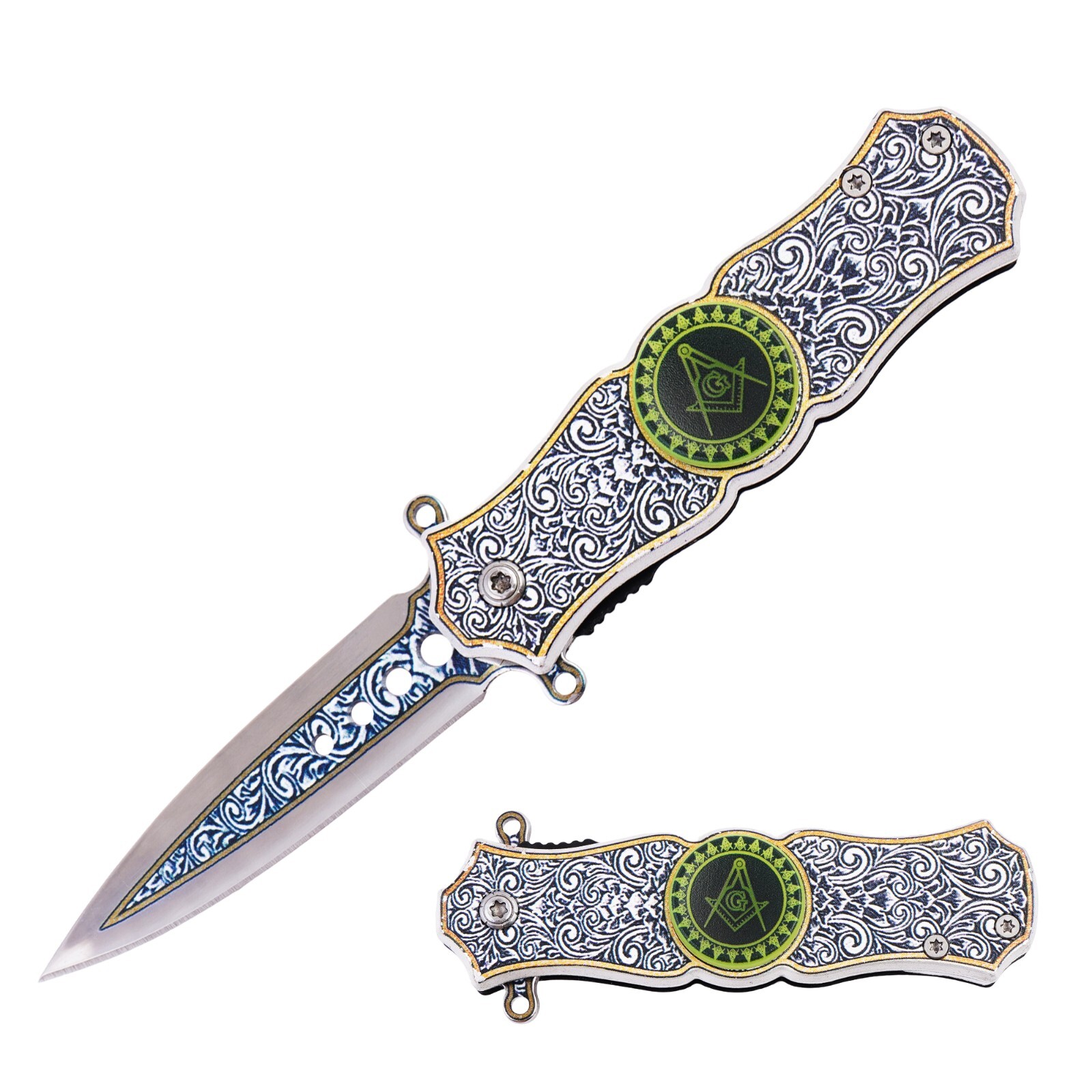 Masonic Folding Knife with Fidget Spinner, Crafted, Durable Tool