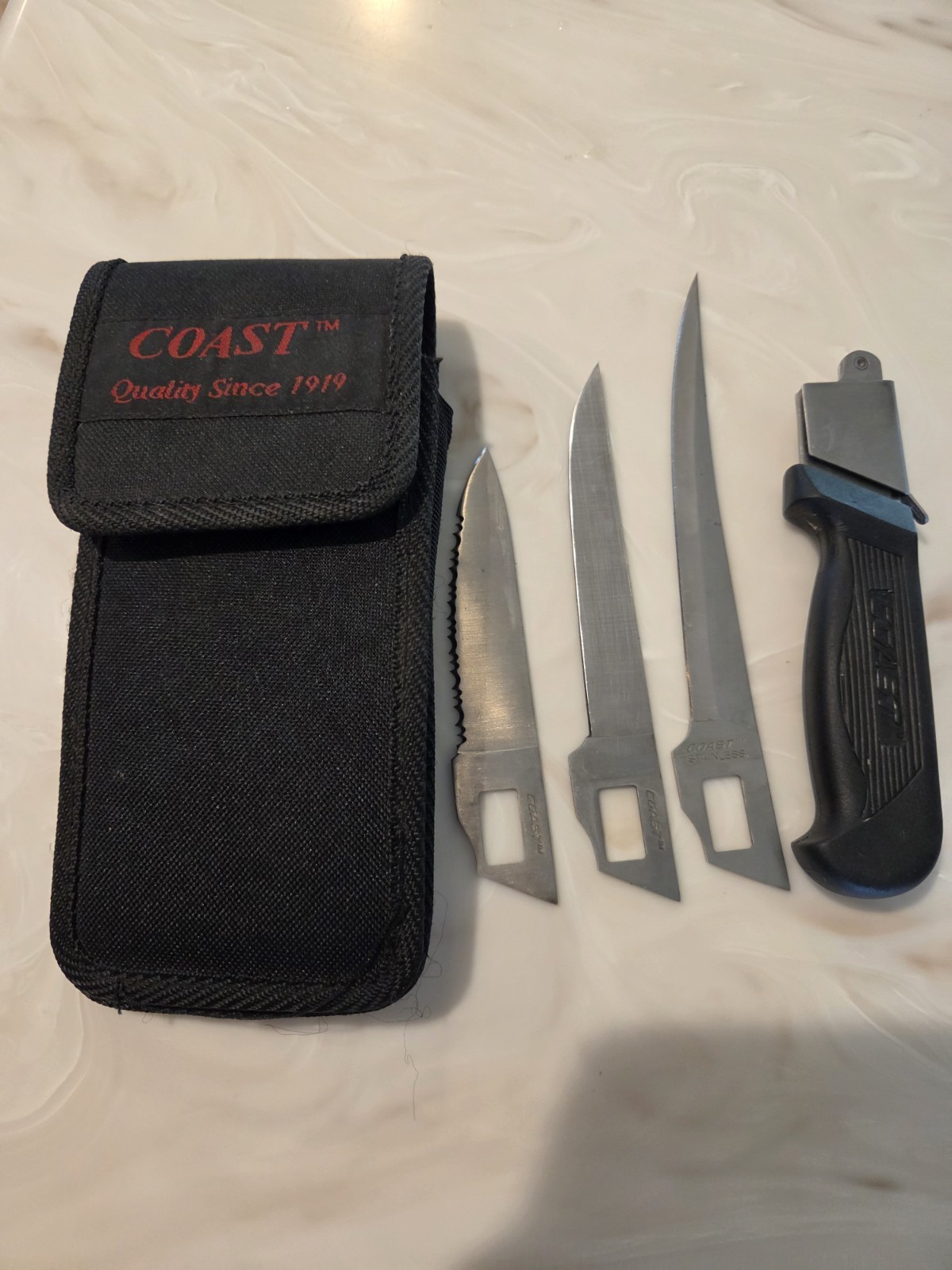 COAST Multi-Tool Interchangeable Knife Set 3 Stainless Blades w/ Sheath