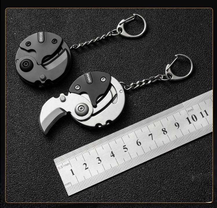 Outdoor EDC Mini Coin Keychain Folding Knife Screw Driver Camping Multi-tools