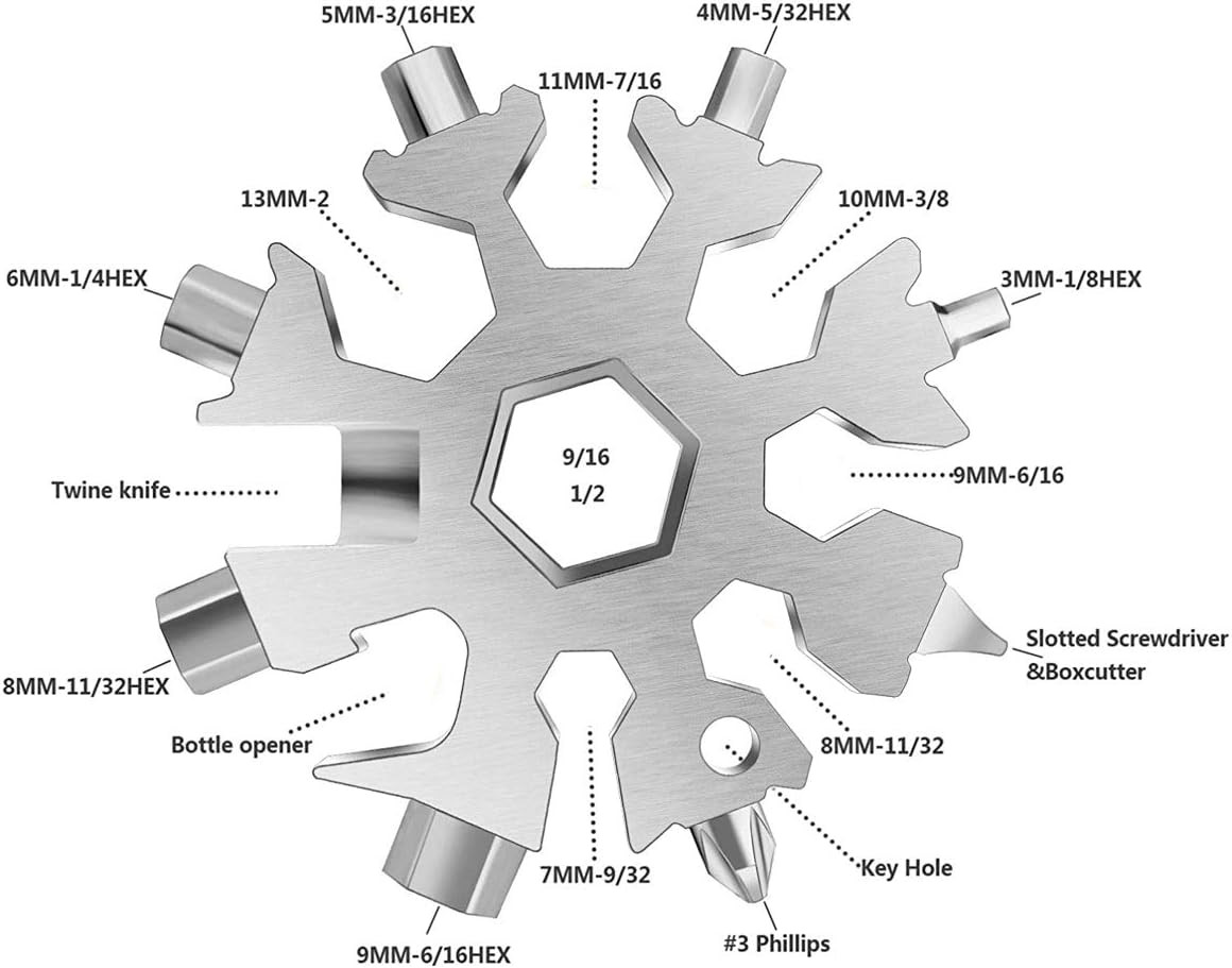 20 in 1 Snowflake Multi Tool, Cool Stocking Stuffers for Men Christmas Gift,Uniq