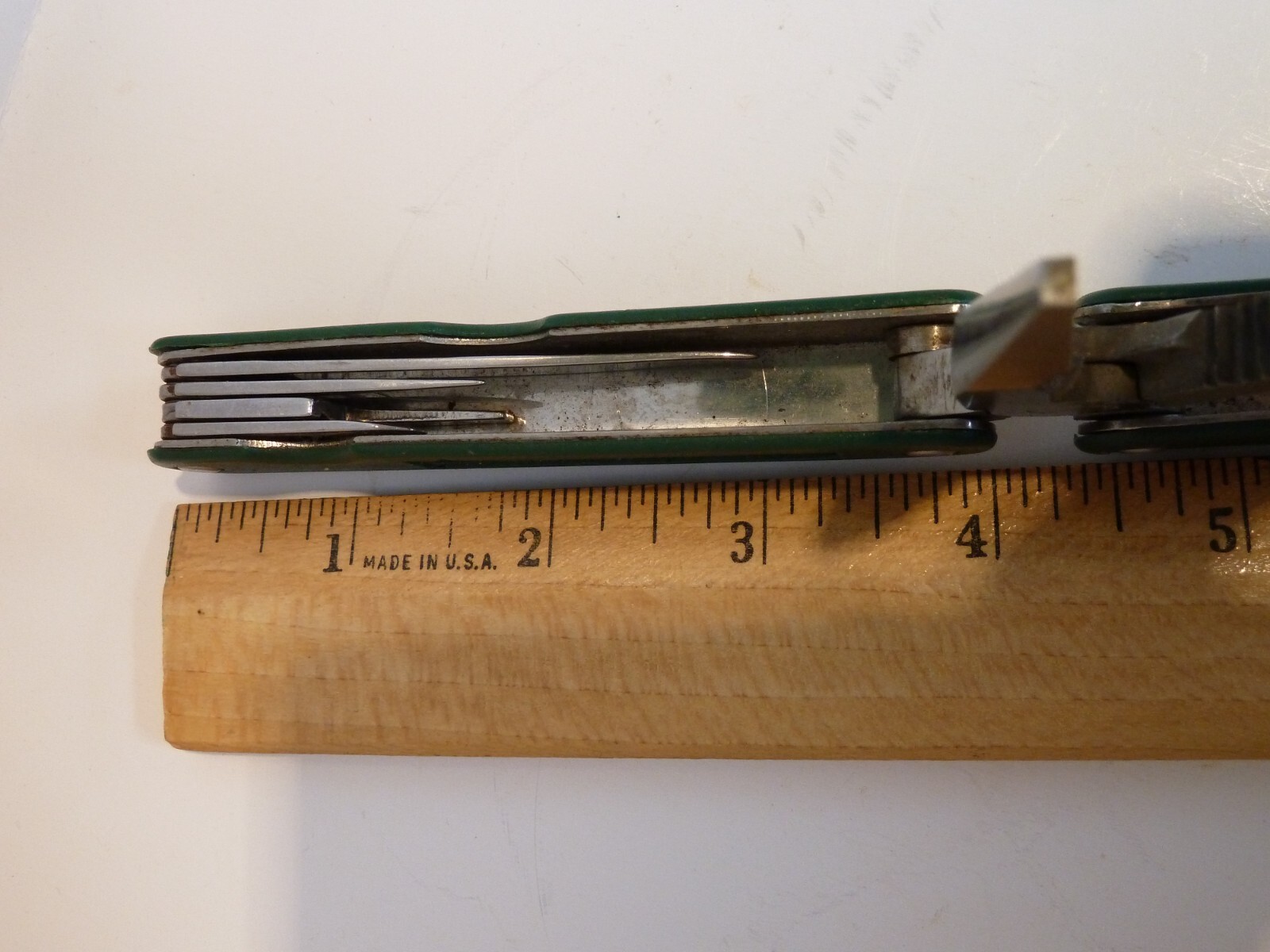 Green Plastic Handle Stainless Steel Multitool Marked KR